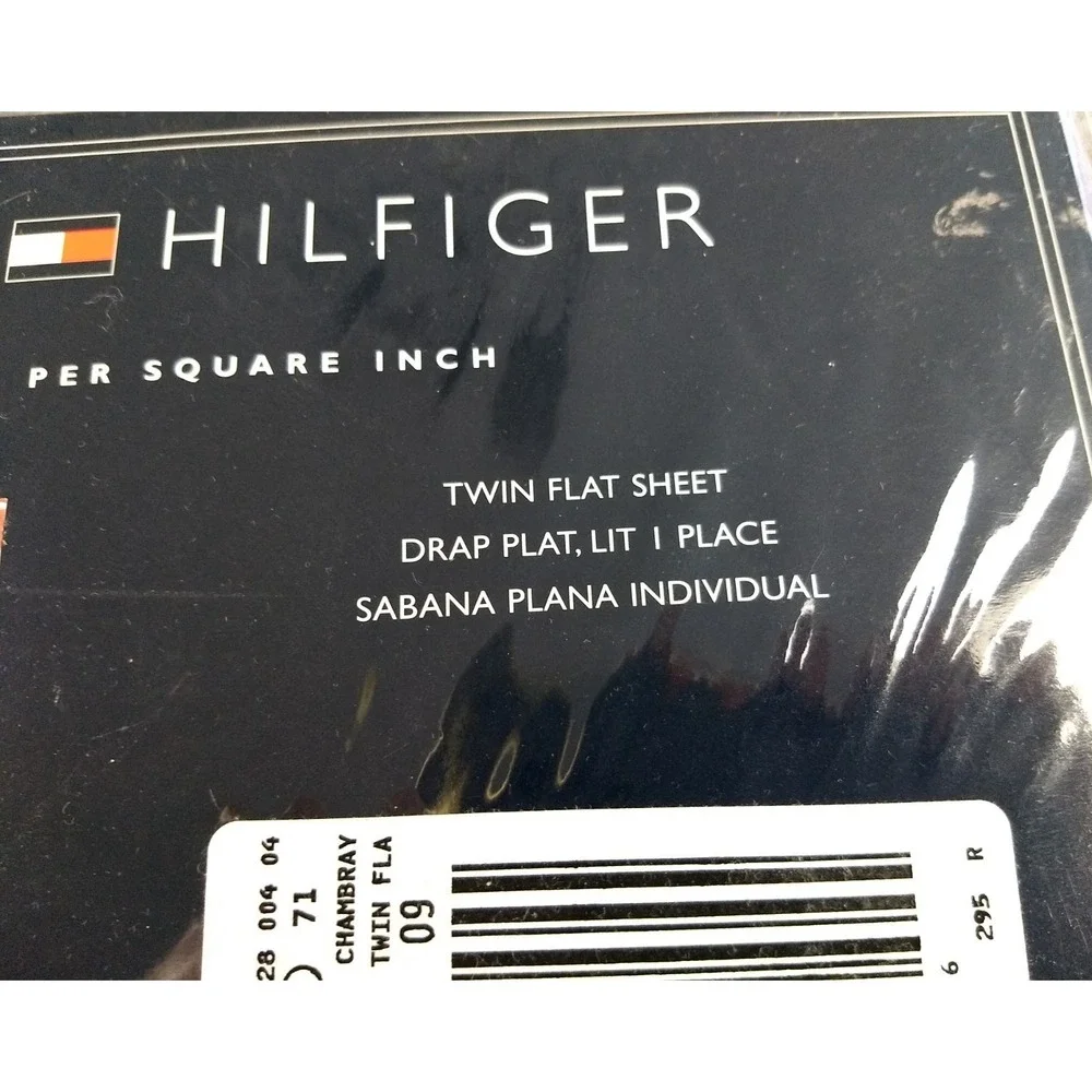Tommy Hilfiger Twin Flat Sheet 100% Cotton Lincoln Ave Blue White Stripe NOS NEW